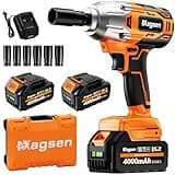 MAGSEN Cordless Impact Wrench 700 FT-LBS(950N.m) 1/2 Impact Gun High Torque Electric Impact Driver Cordless Impact Wrench with 21V 2x4.0Ah Battery 6 Sockets&Case for Home Car Tire Lug Nut Removal Tool