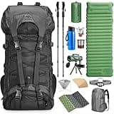 SKTHAXER Premium Hiking Camping Backpack Set, Casual Style with Inflatable Sleeping Pad, Trekking Poles, Monocular, Water Filter Bottle & LED Headlamp - Adventure Essentials for Outdoor Explorers
