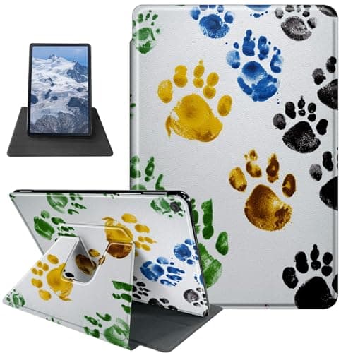 Colorful Dog Paw Prints Pattern Case for Samsung Galaxy Tab A9+ 10.5 Inch 2023 Model (SM-X210/X216/X218),BFDHGQZC 360 Degree Rotating Stand Protective Cover with Auto Sleep/Wake