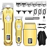 DAXXIN Hair Cutting Tool, Professional Cordless Electric Foil Shavers Razor Beard Hair Trimmer, Rechargeable Hair Cut Machines Set(Gold)