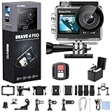 AKASO Brave 4 Pro 4K30FPS Action Camera - 131ft Underwater Camcorder Waterproof Camera with Touch Screen Advanced EIS Remote Control 5X Zoom Underwater Camera Support External Mic