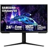 Samsung 24-Inch Odyssey G3 (G30D) Series FHD Gaming Monitor, 1ms, 180Hz, AMD FreeSync, Adjustable Stand, Black Equalizer, Virtual Aim Point, Eye Saver Mode, Flicker-Free, LS24DG302ENXZA