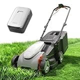 Litheli 14 Inch Cordless Lawn Mower, Brushless Battery Powered Push Mower with 5.0Ah Battery, 5-Position Height, 9-Gallon Bag, Lightweight Grass Cutter for Small to Mid-Sized Yards