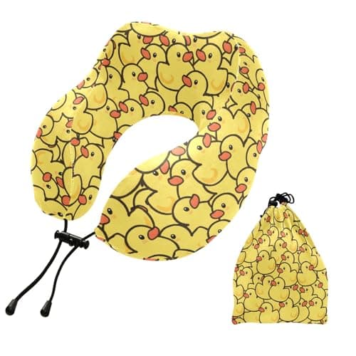 ZOEO Travel Pillow for Neck Head, Ducks Yellow Pattern Memory Foam Padding Sleeping Airplane Trains Cars Camping Office