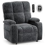 AMADA HOMEFURNISHING Power Recliner Chair for Adults, Infinite Adjustable Chenille Electric Recliner with Cup Holder, Remote, USB Port, Side Pockets & Thick Seat Cushion, for Living Room & Bedroom