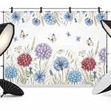 Blue Purple Red Hydrangea Backdrop 10x8ft Country Butterflies Flowers Plant Photography Backdrop Photoshoot Background Tapestry Banner for Birthday Baby Shower Decor Party Video Photo Studio Props