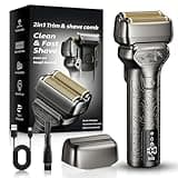 DGSXRMY Electric Foil Shaver for Men: Electric Razor for Men, Metal Body, LED Display - Rechargeable Cordless, Wet & Dry Waterproof, Pop-Up Trimmer, Daily Grooming Gift for Father