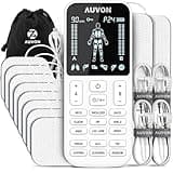 AUVON 4 Outputs TENS Unit Muscle Stimulator with 24 Modes & Intuitive Operation Design, FSA & HSA Eligible, TENS Machine with 10 TENS Pads, Electronic Pulse Massager for Back Pain Relief Therapy