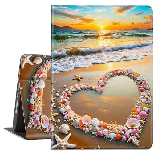 TSNJTBDL Case for 10.1" All-New Kindle Fire HD 10 Tablet (13th/11th Generation 2023/2021 Release) - PU Leather Auto Sleep/Wake, Slim Lightweight Protective Cover – Seashell Love Sunset