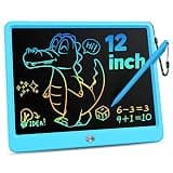KOKODI 12 Inch LCD Writing Tablet with Anti-Lost Stylus, Erasable Doodle Board Colorful Toddler Drawing Pad, Car Travel School Games Toys for 3 4 5 6 7 8 Kids, Birthday Gift for Girls Boys Adults Blue