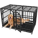 48 Inch Heavy Duty Dog Crate Indestructible Dog Kennel Large Indoor Escape Proof Big Cage for High Anxiety Large Dogs with Wheels, Locks and Removable Trays