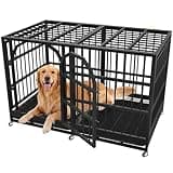 48 Inch Heavy Duty Dog Crate Indestructible Dog Kennel Large Indoor Escape Proof Big Cage for High Anxiety Large Dogs with Wheels, Locks and Removable Trays