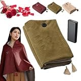 Heated Shawl Wraps for Women, Portable Heated Shawl, USB Heating Blanket with Battery Operated Wearable Heating Shawls (Green, with Power Bank)
