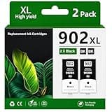 Lamburee 902XL High Yield Ink Cartridge Combo Pack Compatible with HP OfficeJet 6950 6954 6960 6968 6978 Replacement for HP 902 902XL (2Black)