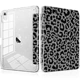 DONGKE for iPad (A16) 11th Generation Case 11 Inch 2025, iPad 10th Gen Case 10.9 Inch 2022, Cute Sparkle Glitter Clear Back Leopard Case, Built-in Pencil Holder Trifold Smart Stand Protective Shell