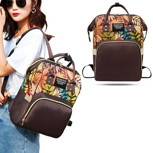 BEMBIKA Diaper Bag The Ultimate Mother Bag For New Born Baby and Mothers Stylish Diaper Bags With Big Storage Capacity Make Diapering & Nursing Easy With Maternity Backpack-Leaf Brown Design