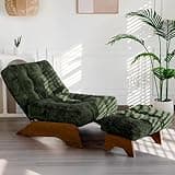MAXYOYO Accent Chair with Ottoman Adjustable Backrest, Tufted Living Room Chair Upholstered Lounge Chair with Footrest Set, Modern Chair Cozy Reclining Chair for Reading Room, Green