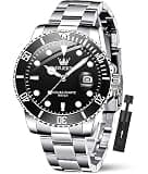 OLEVS Watch Men Black Mens Watch Silver Luxury Watches for Men Classic Dress Waterproof Analog Quartz Men's Wrist Watches Fashion Stainless Steel Dress Date Big Face Relojes para Hombre