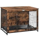 HOOBRO Dog Crate Furniture, 38.6" Large Dog Kennel Indoor, Wooden Cage with Pull-Out Tray, Double Doors Pet House Side End Table for Large/Medium/Small Dogs, Rustic Brown BF982GW03G1