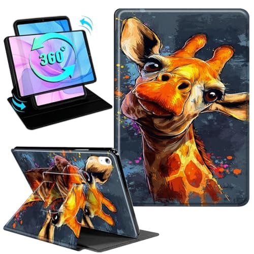 Gmeyutqy Case for iPad A16 11th Generation 11 Inch 2025 and iPad 10th Generation 10.9 Inch 2022, 360 Degree Rotating Swivel Stand Flip Cover with Auto Sleep/Wake, Giraffe Pattern