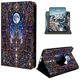 360 Degree Rotatable Case for Kindle Paperwhite 11th Generation 6.8 Inch (2021-2024 Release), Smart Folio Stand Cover with Auto Wake/Sleep for Cozy Reading Nook, Starlight Castle Library