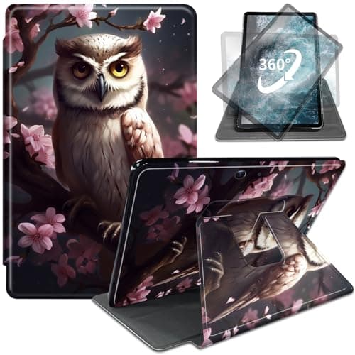 WZCJDHMJ for Microsoft Surface Pro X and Pro X Plus Case 13 inch 2024/2021/2020/2019-360 Degree Rotating Stand Lightweight PU Leather Smart Cover,The Owl Stood on The Tree Trunk