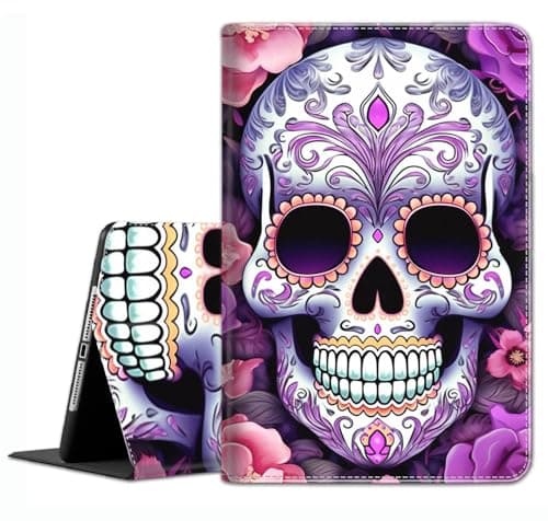 Case for Samsung Galaxy Tab S8 2022/Tab S7 2020 11 Inch (Model SM-X700/X706/T870/T875/T878) - Slim Fit Standing Cover with Auto Sleep/Wake,Skulls & Flowers 2