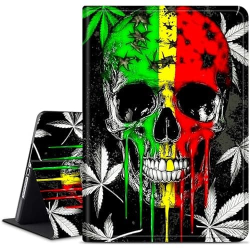 Dikoer for Samsung Galaxy Tab A 8.4 Inch 2020 SM-T307 Tablet Case, Slim KickstandStand Leather Smart Cover with Auto Wake/Sleep, Gray Leaf Skull