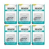 REACH Cool Mint Dental Floss, Fresh Mint, Plaque Remover for Teeth, Shred Resistant, Waxed, Easy on Gums & Teeth, Fresh Breath, Oral Care, PFAS Free, for Adults & Kids, 6 Pack, 55 yd