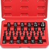 12-Piece Magnetic Nut Driver Set - Premium Impact Power Hex Nut Driver Drill Bit Master Kit, SAE & Metric, 1/4-Inch Quick-Change