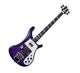 Solid Body Electric Bass Guitar, Purple Classic Tribute Style with Dual Pickups, Full Size 4-String for Rock Stage Performance (Bajo Eléctrico)