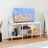 Luplom White TV Stand with Storage for 50 Inch TV Modern Entertainment Center with Open Storage Shelves 3 Tier Wood TV Console Table Media Cabinet for Living Room Bedroom Office