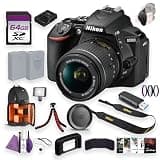 Nikon D5600 Digital Camera 24MP DSLR with 18-55mm Lens Bundle with Replacement Battery EN-EL25 + Cleaning Kit + Flexible Vlogging Tripod + 64GB Memory Card + Backpack + More