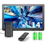 Erasiny 14 inch Portable TV with Upgraded Antenna ATSC Tuner, LCD Monitor 1080P, HDMI/USB/AV in, Small Portable TV for Camping, Car, RV, Home, Remote Control