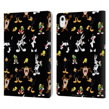 Head Case Designs Officially Licensed Looney Tunes Black Patterns Leather Wallet Case Compatible with Apple iPad Air 11 2020/2022/2024/2025