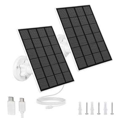 Solar Panel for Security Camera, 3.5W 5V Solar Charger with Micro USB & USB-C Port, 9.8ft Cable IP65 Waterproof Outdoor Solar Panel with Adjustable Mount for Rechargeable Battery Cameras