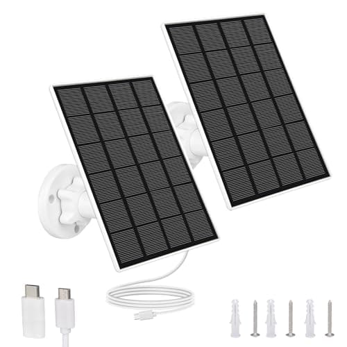 Solar Panel for Security Camera, 3.5W 5V Solar Charger with Micro USB & USB-C Port, 9.8ft Cable IP65 Waterproof Outdoor Solar Panel with Adjustable Mount for Rechargeable Battery Cameras