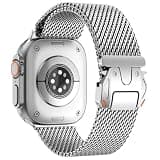 WINGLE Milanese Loop for Apple Watch Band Series 11 10 Band 46mm Ultra 3/2/1 49mm 45mm 44mm SE 3/2/1 9 8 7 6 5 4 3 Men Women, Parachute-Style Buckle Stainless Steel Mesh Metal iWatch Bands, Silver