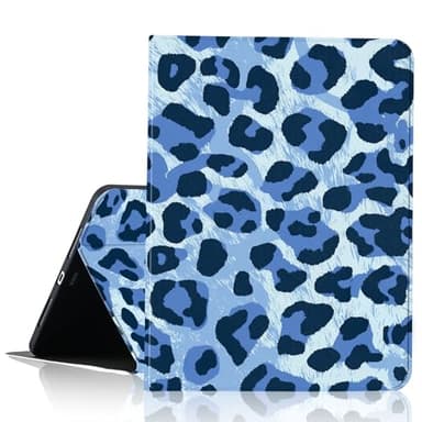 JOYLAND Blue Leopard Print Tablet Case for iPad Air 11 Inch (M3 2025/M2 2024) iPad Air 5th/4th Generation 10.9 Inch 2022/2020,Anti-Scratch Shockproof Stand Protective Cover with Pencil Holder
