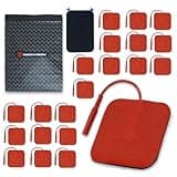 NEOCARBON Reusable Electrode Pads for TENS Pro Unit, Premium Replacement Square Pads with Plastic Holder, Set of 10 Pairs, Red