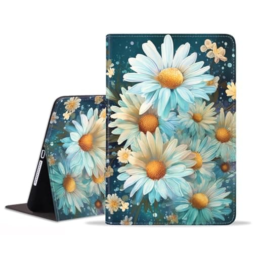 BXIKEOPIU for Samsung Galaxy Tab A9 Plus Case 11 Inch 2023 (Model: SM-X210/X216/X218), Slim PU Leather Stand Folio Cover with Auto Wake Sleep, White Daisy Flowers