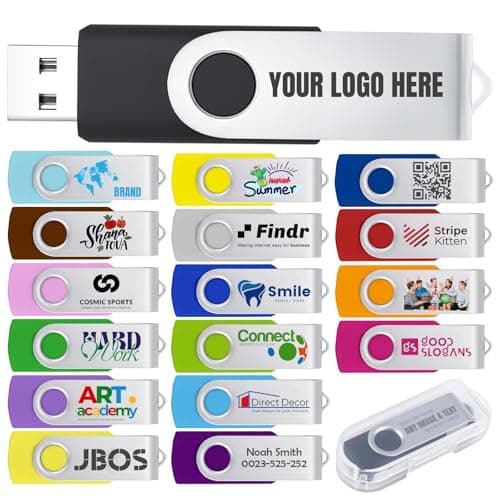 100 Pack 32GB Custom USB Flash Drive Customized USB Thumb Drive, Customizable USB Drive Logo Print Event Favors, Branding with JBOS Personalized Memory Stick 100pcs Multiple Color Choice