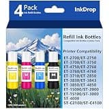 InkDrop Compatible for EPT502 Ink Refill Bottles ET-2850 ET-3850 ET-4850 ET-3760 Ink Refill Compatible for ET-4760 ET-2760 ET 3850 ET 2850 ET 4850 ET-3950 ET-15000 ET 3760 ET-3830 ET-4850 ET-4950 Ink