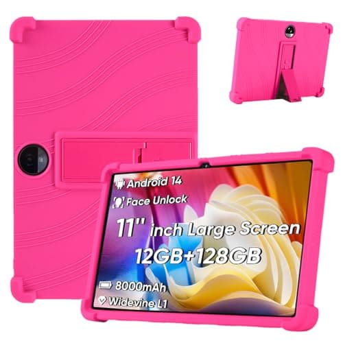 Case for COLORROOM 2026 11-Inch Tablet – Shockproof Silicone Protective Cover with Kickstand, Drop-Resistant Business Style (Rose Red)