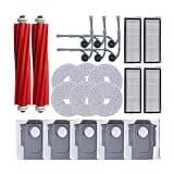 Compatible with Roborock QV 35A/35S, QR 798/598 Robot Vacuum Replacement Kit, 2 Main Brushes, 6 Side, 4 HEPA, Mop Pads, 5 Dust Bags, Parts