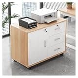 UYCVT File Cabinet 3-Drawer Wood File Cabinet, Mobile Lateral Filing Cabinet On Wheels Printer Stand Storage Organizer Cabinet for Home Office Filing Cabinet-Log Color