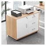 UYCVT File Cabinet 3-Drawer Wood File Cabinet, Mobile Lateral Filing Cabinet On Wheels Printer Stand Storage Organizer Cabinet for Home Office Filing Cabinet-Log Color