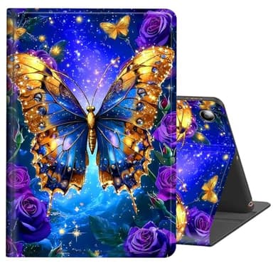 BREIDMKFM Case for Amazon Fire HD 8 Tablet (8th/7th/6th Generation,2018/2017/2016 Release) 8",Auto Wake/Sleep Multi-Angle Viewing Leather Slim Protective Stand Smart Cover,Purple Flower Butterfly