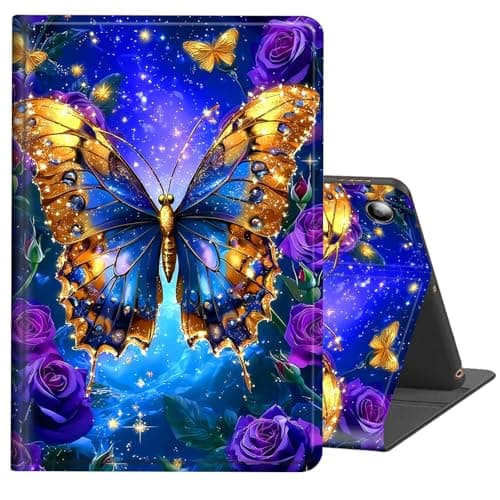 BREIDMKFM Case for Amazon Fire HD 8 Tablet (8th/7th/6th Generation,2018/2017/2016 Release) 8",Auto Wake/Sleep Multi-Angle Viewing Leather Slim Protective Stand Smart Cover,Purple Flower Butterfly