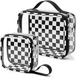 LETGO Checkered Diaper Bag Organizer Pouch Set,TSA Approved Toiletry Bag,Clear Waterproof TPU Makeup Bag Set Travel Organizer Bags for Women and Kids Toiletry Bag Set for Baby and Mom Essentials